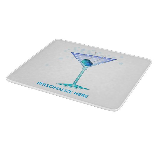 GLAZEN KNOPPEN, BLAUW MARTINI-ONTWERP SNIJPLANK (Hoek)