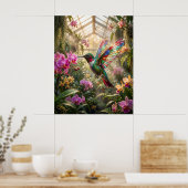Glazen Kolibrie-Orchidee Gloei Poster (Keuken)