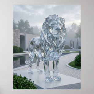 Glazen Leeuw Sculptuur Dageraad Poster
