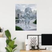 Glazen Leeuw Sculptuur Dageraad Poster (Thuiskantoor)