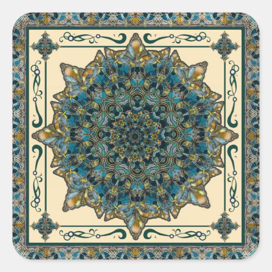 Glazen Lijsten raam Mandala Sticker (Voorkant)