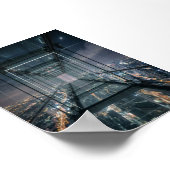 Glazen loopbrug boven Neon City Poster (Hoek)