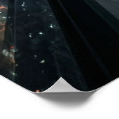 Glazen loopbrug boven neonstad poster (Hoek)
