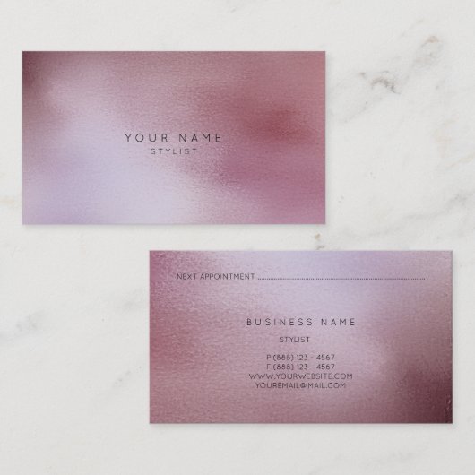 Glazen maaswijdte roze roze roze ombre stylist vip afsprakenkaartje (Voorkant / Achterkant)