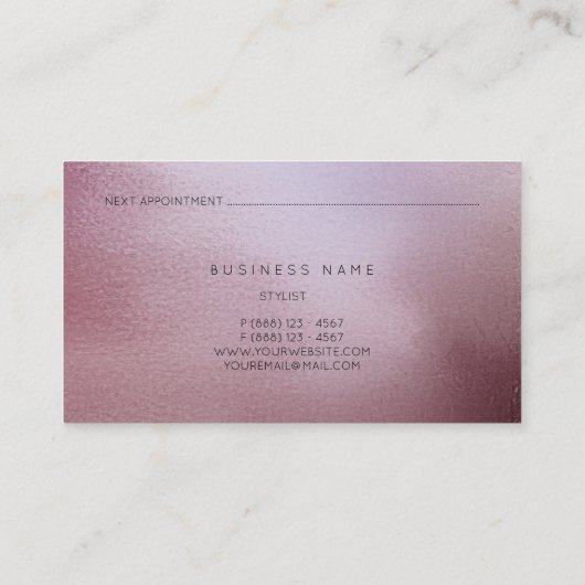 Glazen maaswijdte roze roze roze ombre stylist vip afsprakenkaartje (Achterkant)