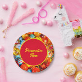 Glazen marbles kleurig papieren bordje (Feest)