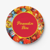 Glazen marbles kleurig papieren bordje (Voorkant)