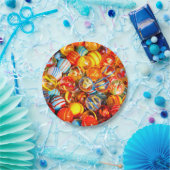 Glazen marbles kleurig papieren bordje (Feest)