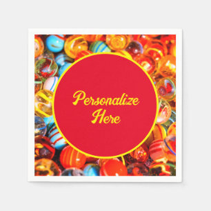 Glazen marbles kleurig servet