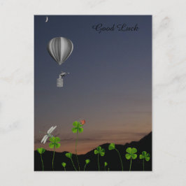 Glazen met vier bladklaver - Goed Luck Briefkaart