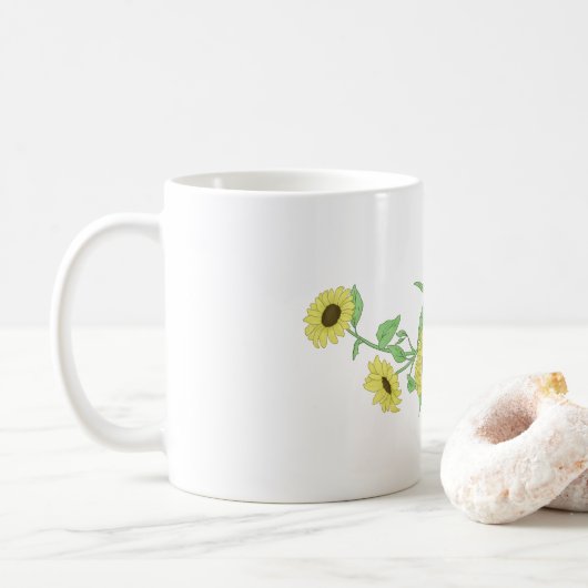 Glazen mok met zonnebloem ontwerp (Met donut)