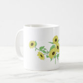 Glazen mok met zonnebloem ontwerp (Voorkant links)