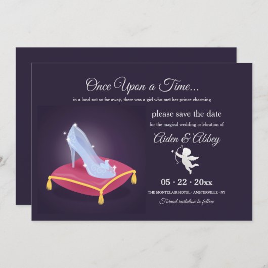 Glazen Muiltje Save the Date Aankondiging (Voorkant / Achterkant)