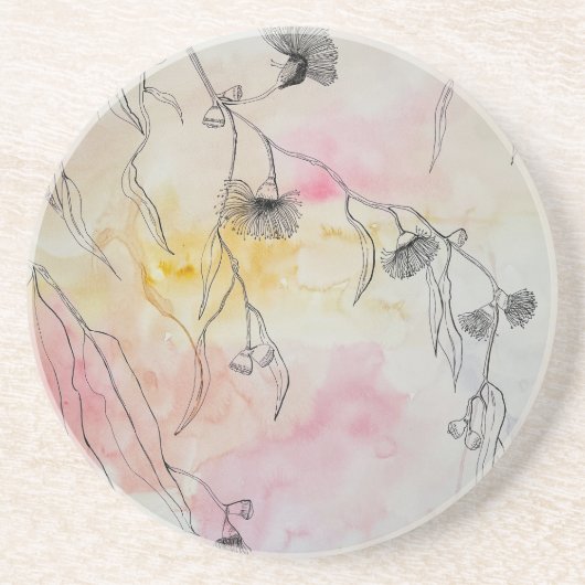 glazen ondergrond in grug zandsteen onderzetter (Voorkant)