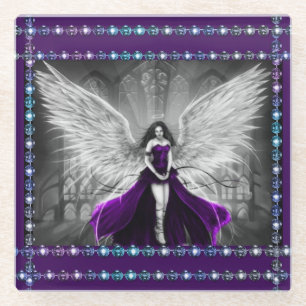 Glazen Onderzetter/Angel en diamanten Onderzetter