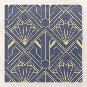 Glazen onderzetter - Art Deco gouden ventilatoront (Voorkant)
