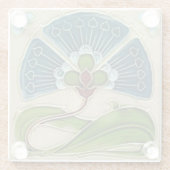 Glazen Onderzetter - Art Nouveau Floral Design (Achterkant)