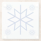 Glazen Onderzetter - Blauwe sneeuwvlokken (Achterkant)