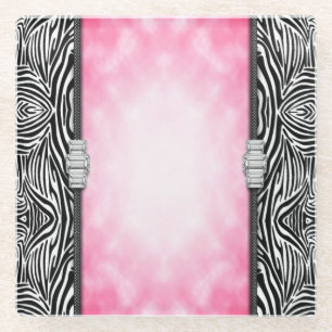 Glazen Onderzetter/diamanten en Zebra Print Onderzetter
