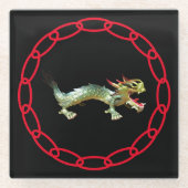 Glazen Onderzetter - Dragon en Red Chain (Voorkant)
