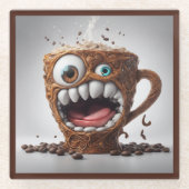 GLAZEN ONDERZETTER - Een kopje koffie te veel! (Voorkant)