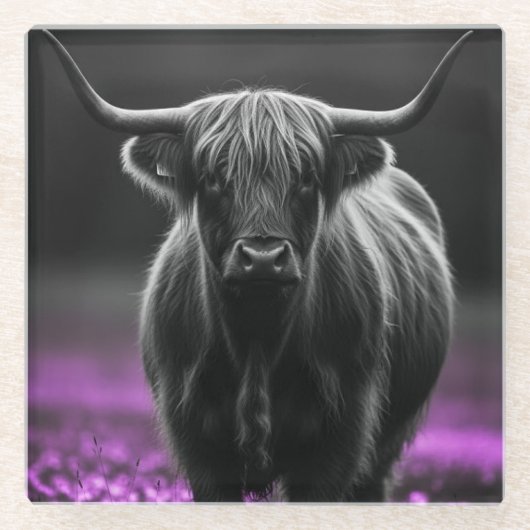 Glazen Onderzetter Fabled Highland Herd (Voorkant)