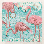 Glazen Onderzetter Flamingo Print (Voorkant)