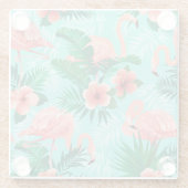 Glazen Onderzetter Flamingo Tropische handpalmen (Achterkant)