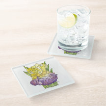 Glazen Onderzetter - Geel en Paars Iris Waterverf