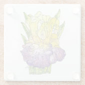 Glazen Onderzetter - Geel en Paars Iris Waterverf (Achterkant)