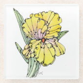 Glazen Onderzetter - Geel Iris (Voorkant)