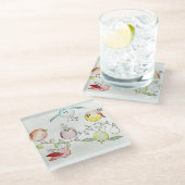 Glazen Onderzetter - Gekke vogels (Schuin)