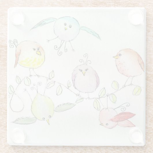 Glazen Onderzetter - Gekke vogels (Achterkant)