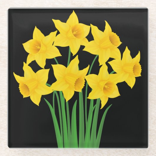 Glazen Onderzetter-gele diaffodils Glazen Onderzetter (Voorkant)