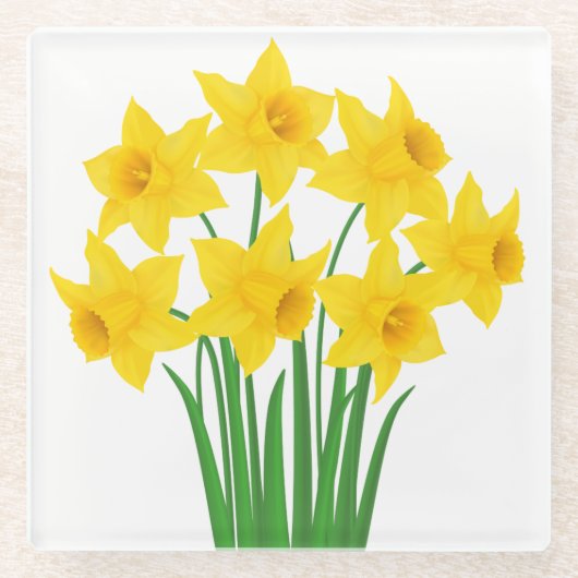 Glazen Onderzetter-gele diaffodils Onderzetter (Voorkant)
