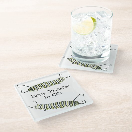 Glazen Onderzetter Gemakkelijk afgeleid door katte (Schuin)