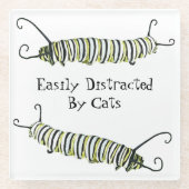 Glazen Onderzetter Gemakkelijk afgeleid door katte (Voorkant)