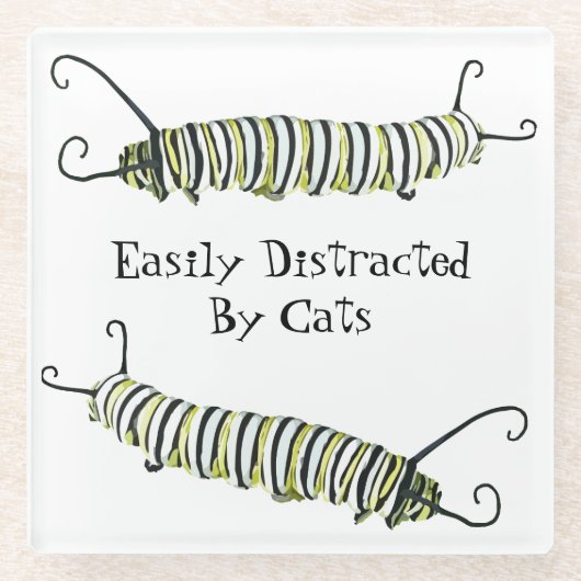 Glazen Onderzetter Gemakkelijk afgeleid door katte (Voorkant)