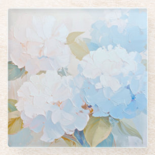 Glazen Onderzetter, Hortensia's in Waterverf Onderzetter