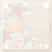 Glazen ONDERZETTER - Ik ben liever bij het strand (Achterkant)