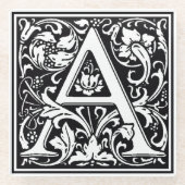 Glazen Onderzetter - Initiaal A Monogram (Voorkant)