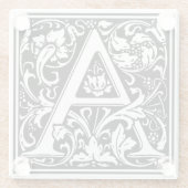 Glazen Onderzetter - Initiaal A Monogram (Achterkant)