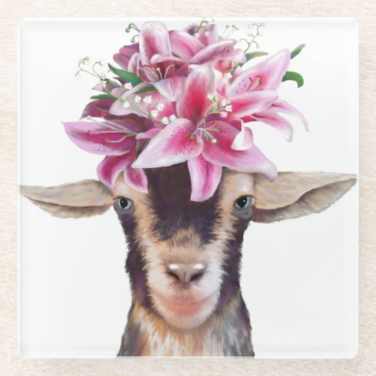 Glazen Onderzetter Lily the Goat (Voorkant)