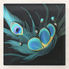 Glazen onderzetter/Majestueuze Pauw/Onderzetter Onderzetter