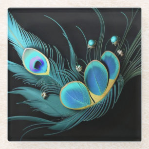 Glazen onderzetter/Majestueuze Pauw/Onderzetter Onderzetter