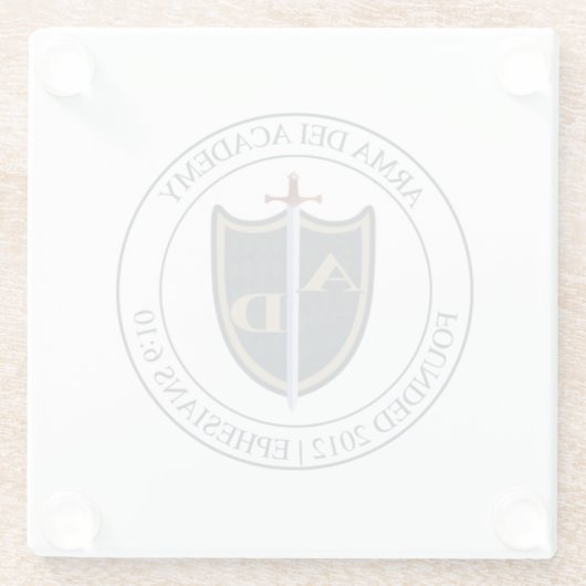 Glazen Onderzetter met Arma Dei Logo (Achterkant)