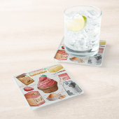 Glazen onderzetter met cakerecept (Schuin)