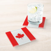 Glazen onderzetter met Canadese vlag (Schuin)
