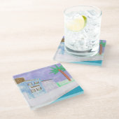 Glazen Onderzetter met Caraïbisch dorpsontwerp (Schuin)