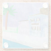 Glazen Onderzetter met Caraïbisch dorpsontwerp (Achterkant)